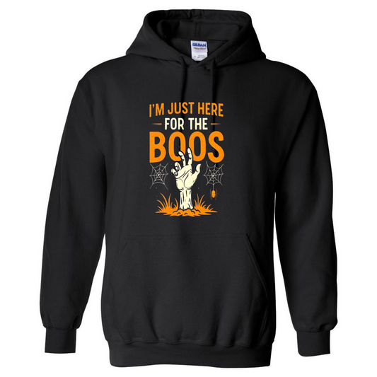 I’m Just Here for the Boos Halloween Hoodie – Funny Ghost Top – Made in USA