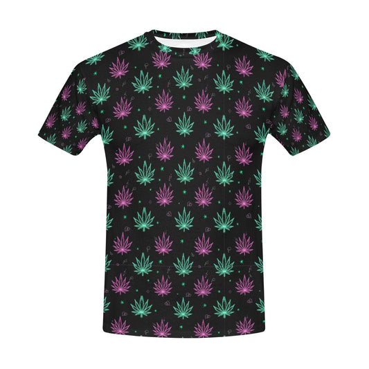 Men’s AOP 420 Crew Neck T-Shirt – Cannabis Leaf Festival Tee - Made in USA