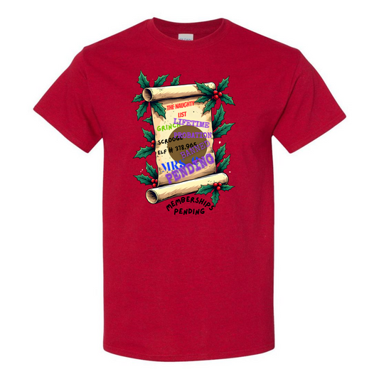 Men’s Naughty List Christmas T-Shirt – Funny Santa Elf Tee – Made in USA