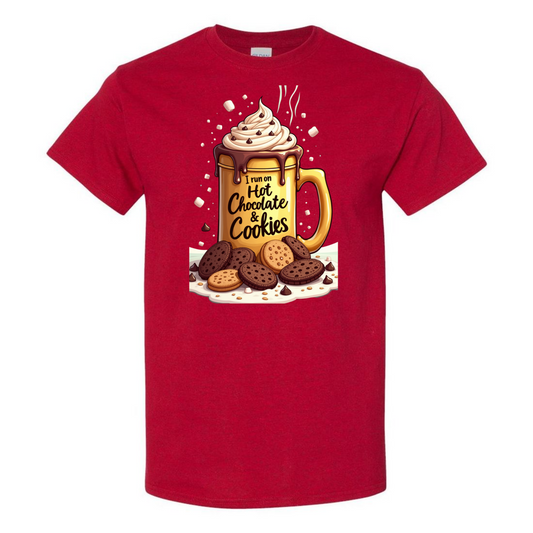 Men’s “Hot Chocolate & Cookies” Christmas T-Shirt – Festive Holiday Tee – Elegant Luxury Fashion