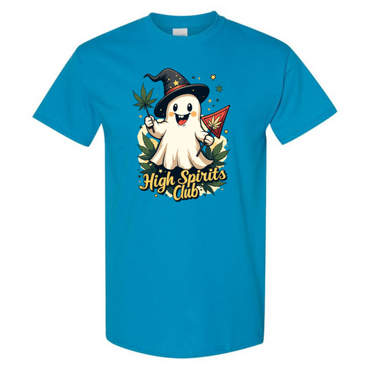 Men’s “High Spirits Club” 420 Tee – Halloween Ghost – Printed in USA