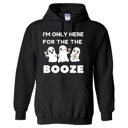 I’m Only Here for the Booze – Funny Halloween Ghost Hoodie – Seasonal Top