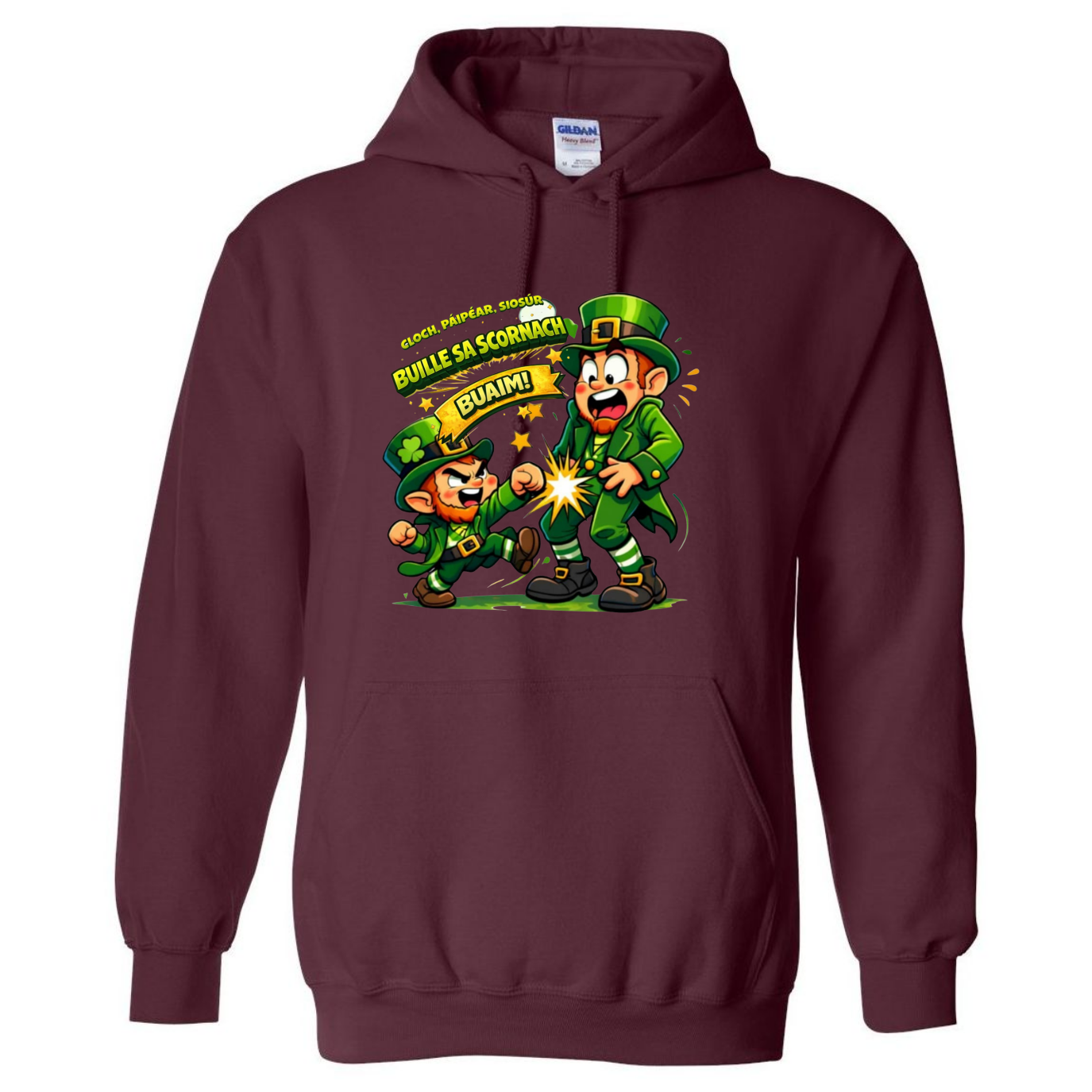 Festive St. Patrick’s Day Hoodie – Gaeilge Rock, Paper, Scissors Throat Punch