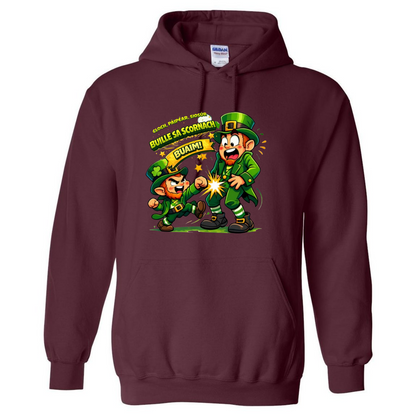 Festive St. Patrick’s Day Hoodie – Gaeilge Rock, Paper, Scissors Throat Punch