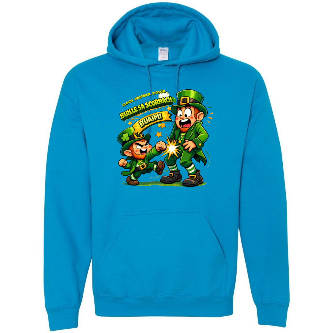 Festive St. Patrick’s Day Hoodie – Gaeilge Rock, Paper, Scissors Throat Punch