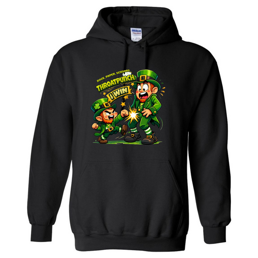 Festive St. Patrick’s Day Hoodie – Rock, Paper, Scissors, Throat Punch