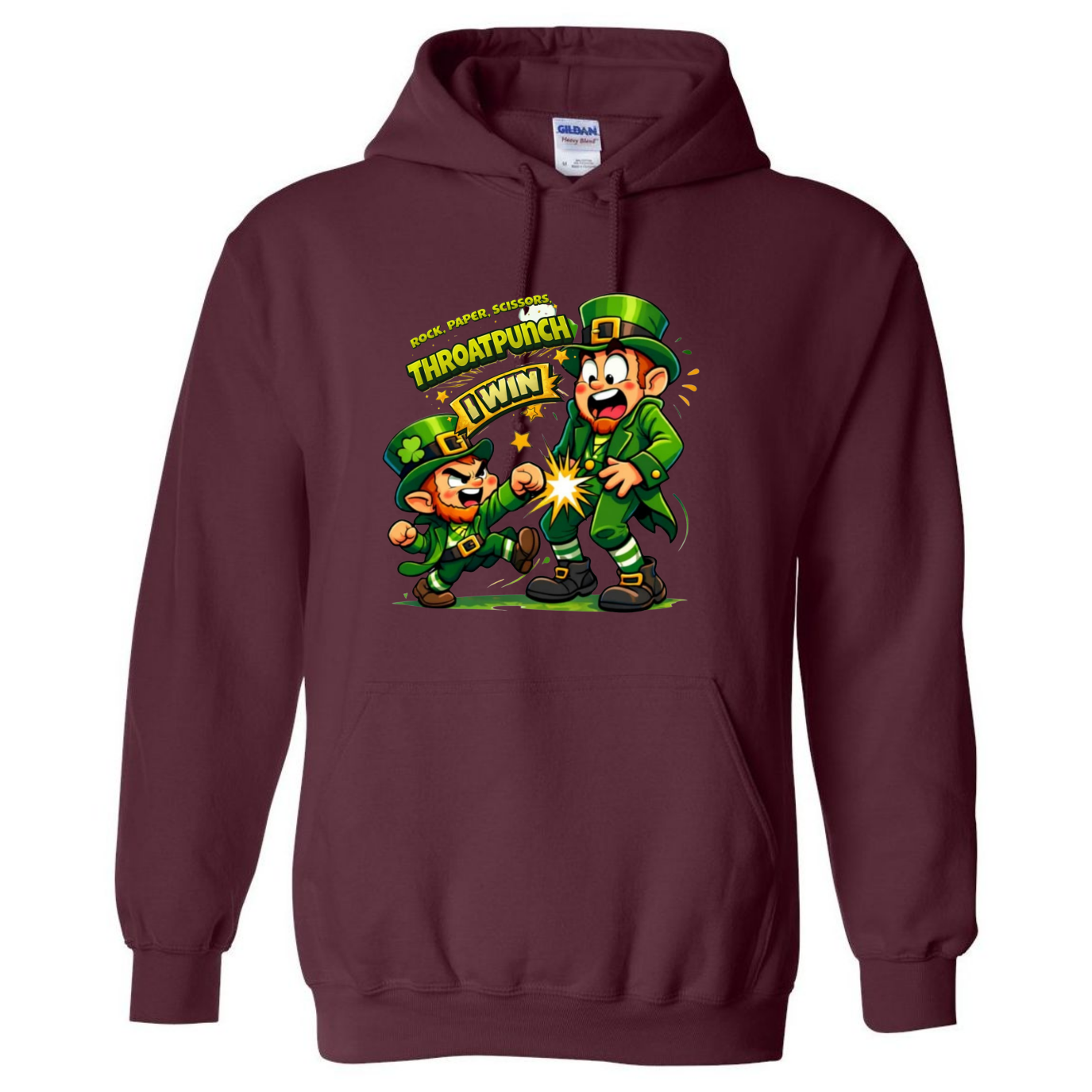 Festive St. Patrick’s Day Hoodie – Rock, Paper, Scissors, Throat Punch