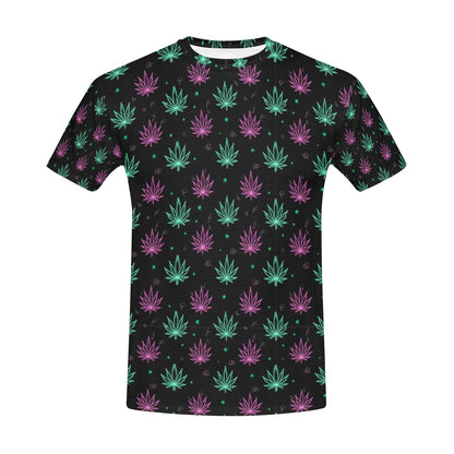 Men’s AOP 420 Crew Neck T-Shirt – Cannabis Leaf Festival Tee - Made in USA